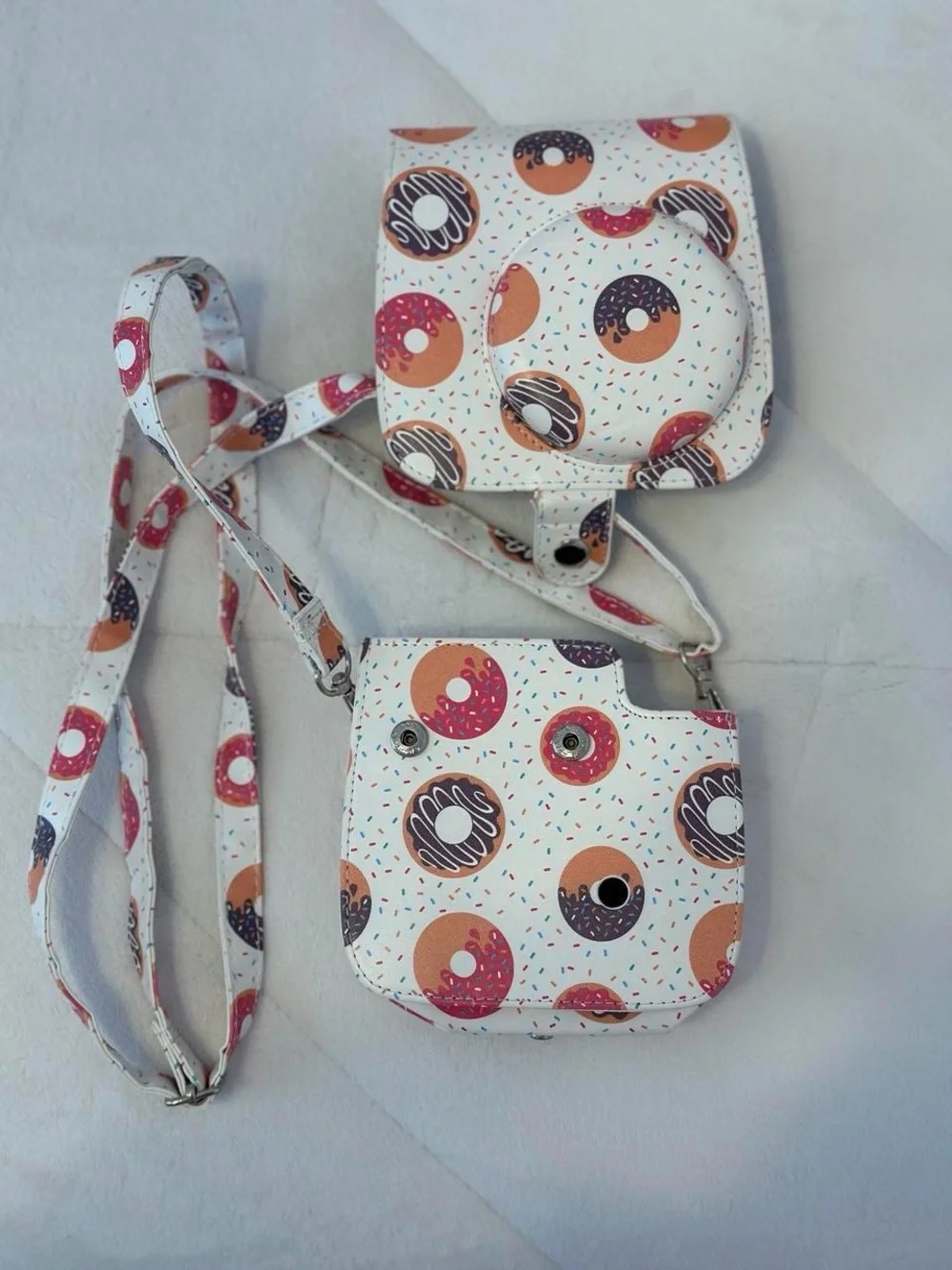 Kids Donut Print Crossbody Bag - White/Pink/Orange